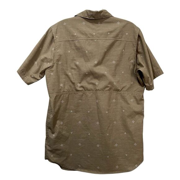 Columbia Small Tan Geo Print Short Sleeve Fishing Shirt B2 - Picture 2 of 5